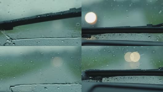 雨刷打在车窗上高清在线视频素材下载