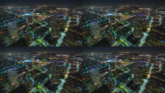 洛杉矶市中心空中屋顶高速公路夜间时光流逝高清在线视频素材下载