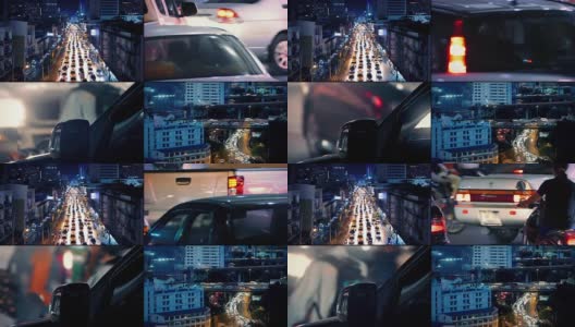 繁忙的城市道路在夜晚蒙太奇高清在线视频素材下载