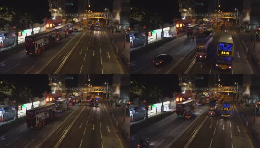 香港鱼涌夜车交通情况高清在线视频素材下载