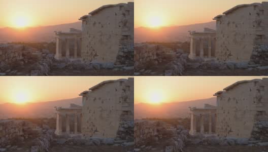 风景门廊的少女，伊瑞克提翁，卫城，雅典，希腊，日落高清在线视频素材下载