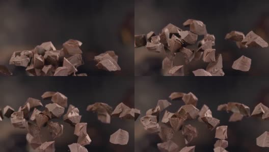 巧克力碎块飘在空中高清在线视频素材下载