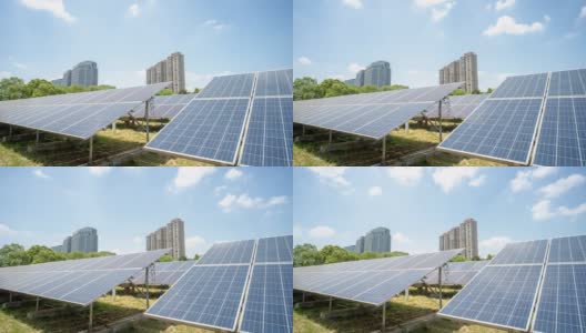 在城市的太阳能农场，Hyper Lapse股票视频高清在线视频素材下载