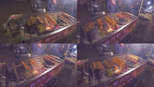 上海街头小贩卖烤鸭肉。高清在线视频素材下载