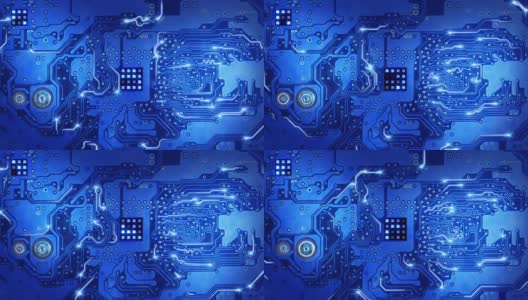 计算机线路板蓝色可循环背景高清在线视频素材下载