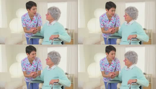 中国护士劝告老年病人高清在线视频素材下载