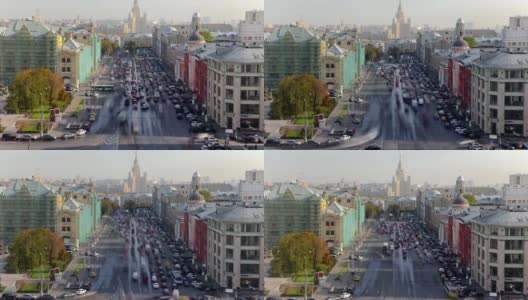 上图是春天莫斯科卢布扬斯卡娅和新广场的景象高清在线视频素材下载