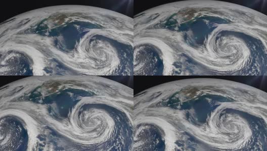 地球上空的飓风，卫星图像。高清在线视频素材下载