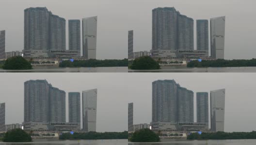 中国日落黄昏澳门市区著名酒店湾4k高清在线视频素材下载