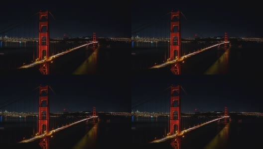 旧金山金门大桥夜景崩塌高清在线视频素材下载