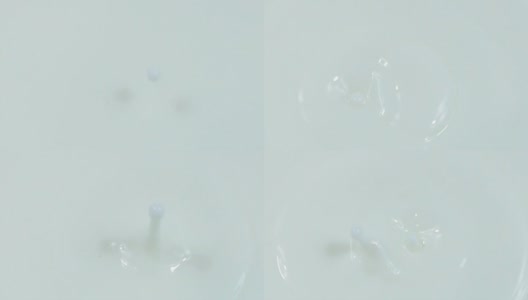 两滴牛奶在慢镜头中溅落高清在线视频素材下载