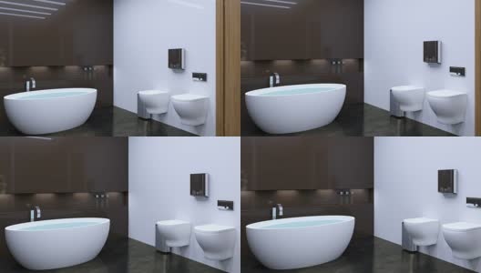 4k. Interior View Of Beautiful Luxury Bathroom高清在线视频素材下载