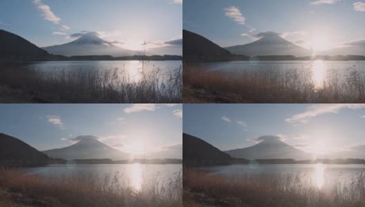 时光流逝的富士山在田uki湖高清在线视频素材下载