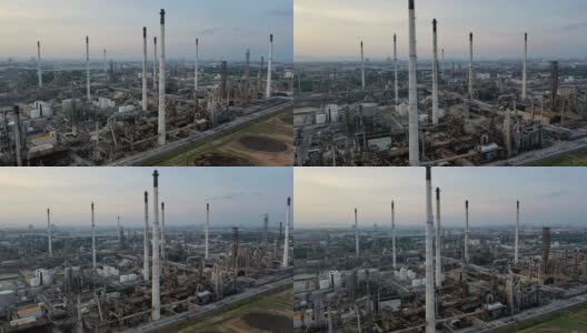 4k亚洲大型炼油设施和储罐鸟瞰图高清在线视频素材下载
