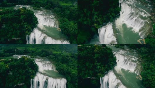 黄果树瀑布鸟瞰图，安顺，中国贵州。高清在线视频素材下载