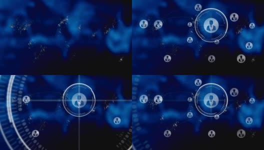 动画的网络连接在深蓝色发光的背景高清在线视频素材下载
