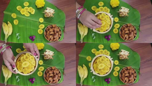 印度的香蕉片或Kaya Varuthathu油炸小吃高清在线视频素材下载