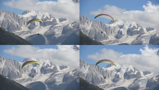 法国阿尔卑斯山夏季滑翔伞高清在线视频素材下载