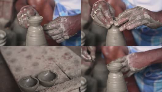 传统的diya是在印度农村的diya工厂用粘土和泥浆在阳光下制作的。高清在线视频素材下载