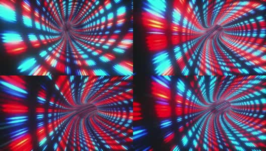 摘要魔术闪烁的蓝红色发光飞行线的运动和照明光在隧道中的数字效果。未来的霓虹灯背景，紫外线发光线，激光，光速。4 k 3 d高清在线视频素材下载