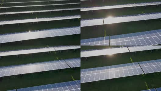 无人机拍摄的太阳能电池板。荷兰Dordrecht的太阳能公园。可再生能源。克雷斯坦区公园，4K分辨率。高清在线视频素材下载