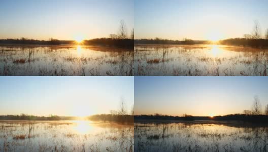 日出在湖上，日出在河上，清晨风景高清在线视频素材下载