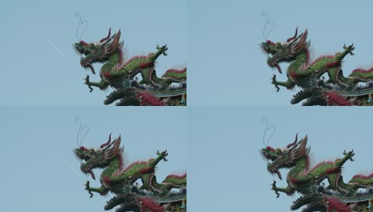 屋顶装饰雕塑以龙山寺的平面飞为背景高清在线视频素材下载