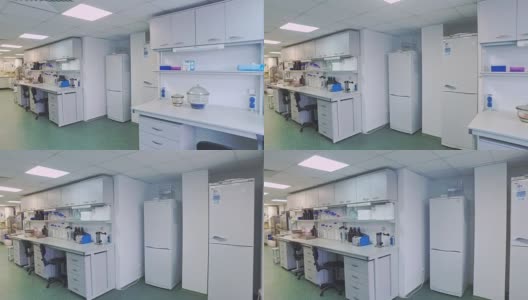 制药实验室房间。空药房实验室的稳定镜头高清在线视频素材下载