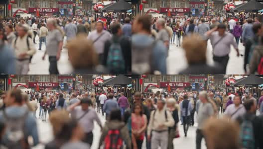 莱斯特广场的人群慢镜头高清在线视频素材下载