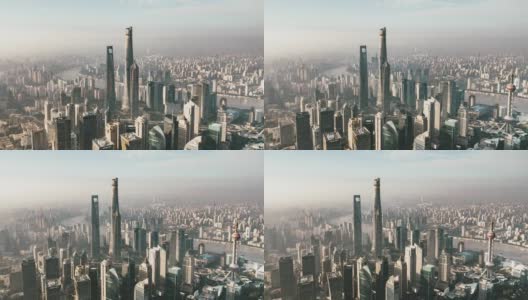 上海天际线的Hyper Lapse和鸟瞰图高清在线视频素材下载