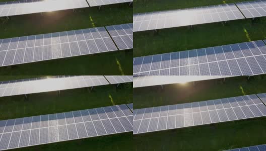 无人机拍摄的太阳能电池板。荷兰Dordrecht的太阳能公园。可再生能源。克雷斯坦区公园，4K分辨率。高清在线视频素材下载