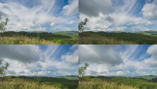 热带森林和蓝天与移动的云。时间流逝的视频高清在线视频素材下载