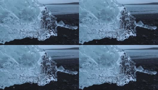 冰岛Jokulsarlon泻湖附近的冰海滩高清在线视频素材下载