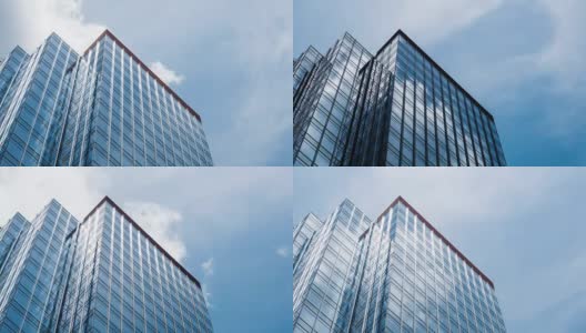 办公大楼和云层反射4K近距离拍摄高清在线视频素材下载