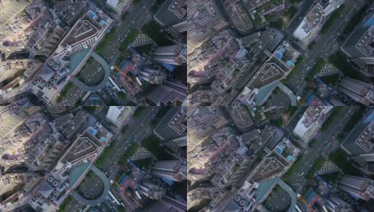 中国白天时间深圳城市景观屋顶交通道路空中俯视图4k高清在线视频素材下载