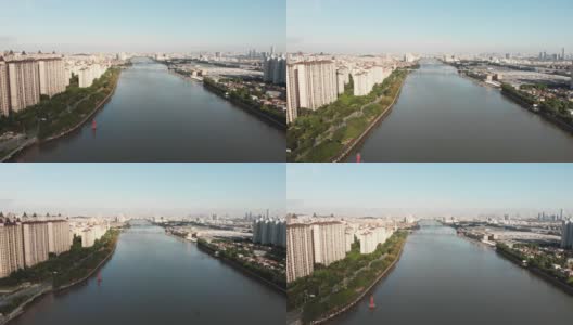 中国的住宅区沿河而建高清在线视频素材下载
