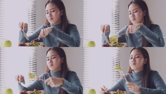 不喜欢吃蔬菜的亚洲女性高清在线视频素材下载