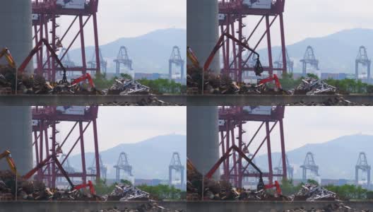 香港工业港口的电子垃圾高清在线视频素材下载