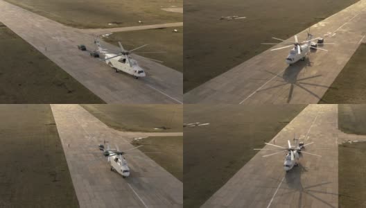 运输直升机Mi-26 TC装车，鸟瞰图。高清在线视频素材下载