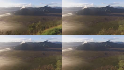 日出时从空中俯瞰布罗莫火山高清在线视频素材下载