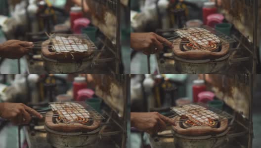 泰国菜:烤干鱿鱼高清在线视频素材下载