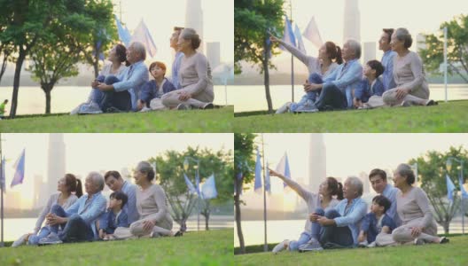 亚洲家庭在公园户外放松高清在线视频素材下载