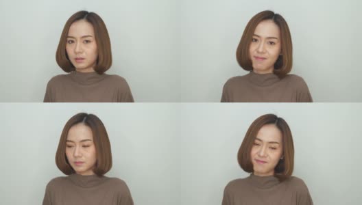 亚洲女性消极情绪的面部表情高清在线视频素材下载