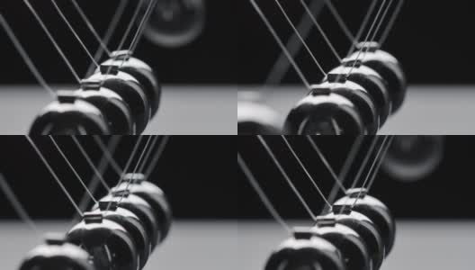钢铁牛顿的球在黑色背景的视频高清在线视频素材下载