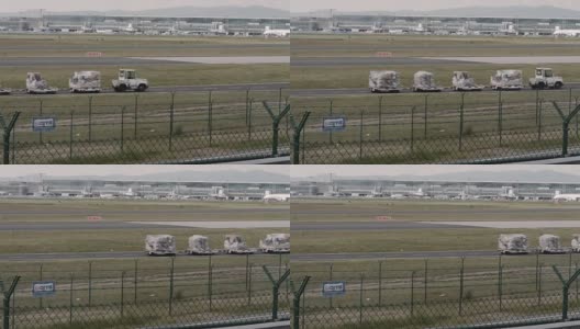 法兰克福机场的行李车高清在线视频素材下载