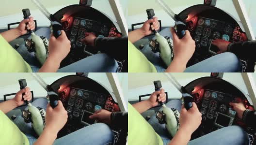 教师指导学生驾驶飞行模拟器，人类学习飞行高清在线视频素材下载
