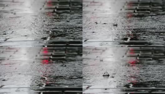 人行道上的雨水流高清在线视频素材下载