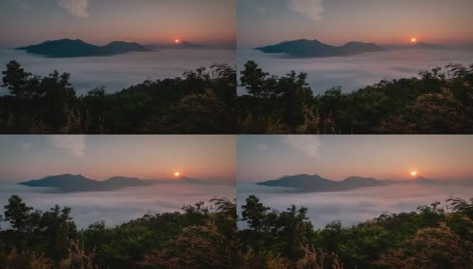 清晨的薄雾和日出，洛伊省，泰国。高清在线视频素材下载