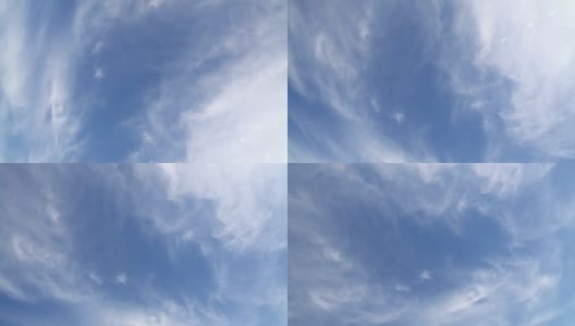 缓慢的飞行和旋转多云的蓝天高清在线视频素材下载