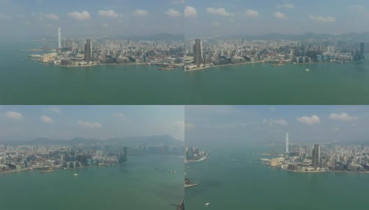 从天空俯瞰香港摩天大楼高清在线视频素材下载